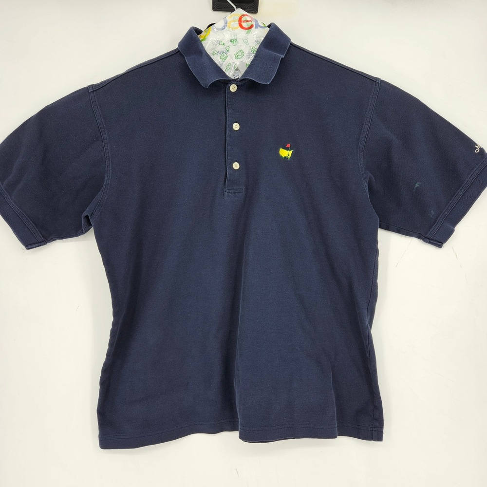 Masters Shirt Mens Medium Polo 60s Two Ply‎ Mercerized Augusta Golf Blue FLAWS